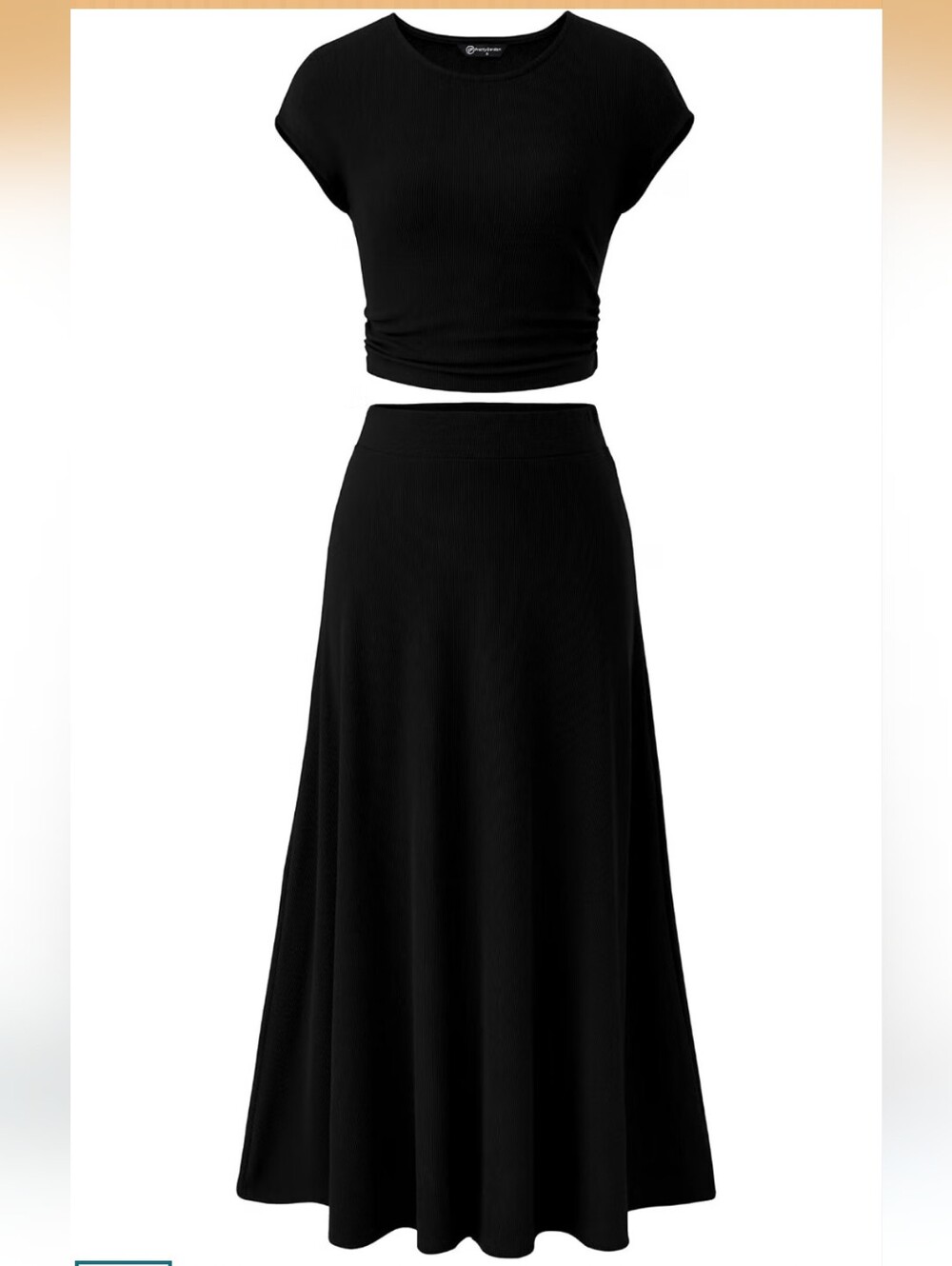 2 Piece Ribbed Maxi Skirt Set | Black | NWOT